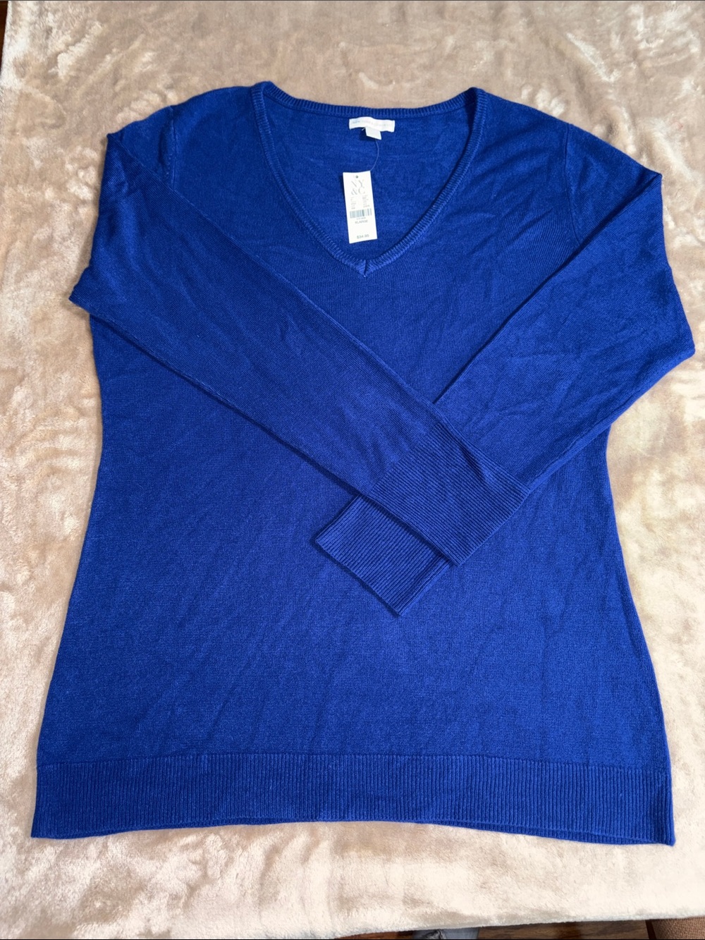 NWT New York & Company Royal Blue V-Neck Pullover Sweater - Size XL